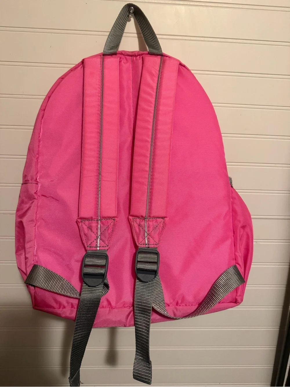 L.L.Bean Pink Backpack Gray Trim Monogram AGA School Book Bag Daypack